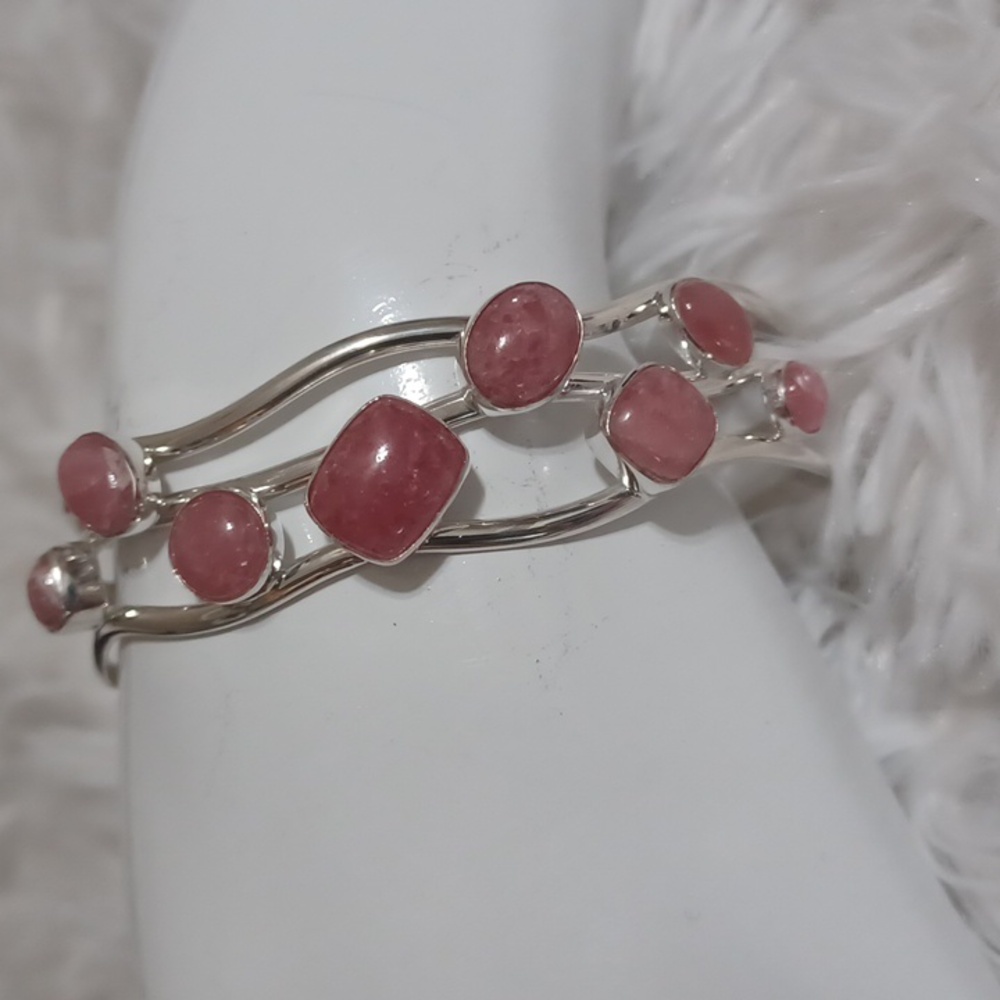 Jay King Mine Finds Sterling Silver Rhodochrosite Bangle Bracelet NIB *RARE* - Picture 3 of 9